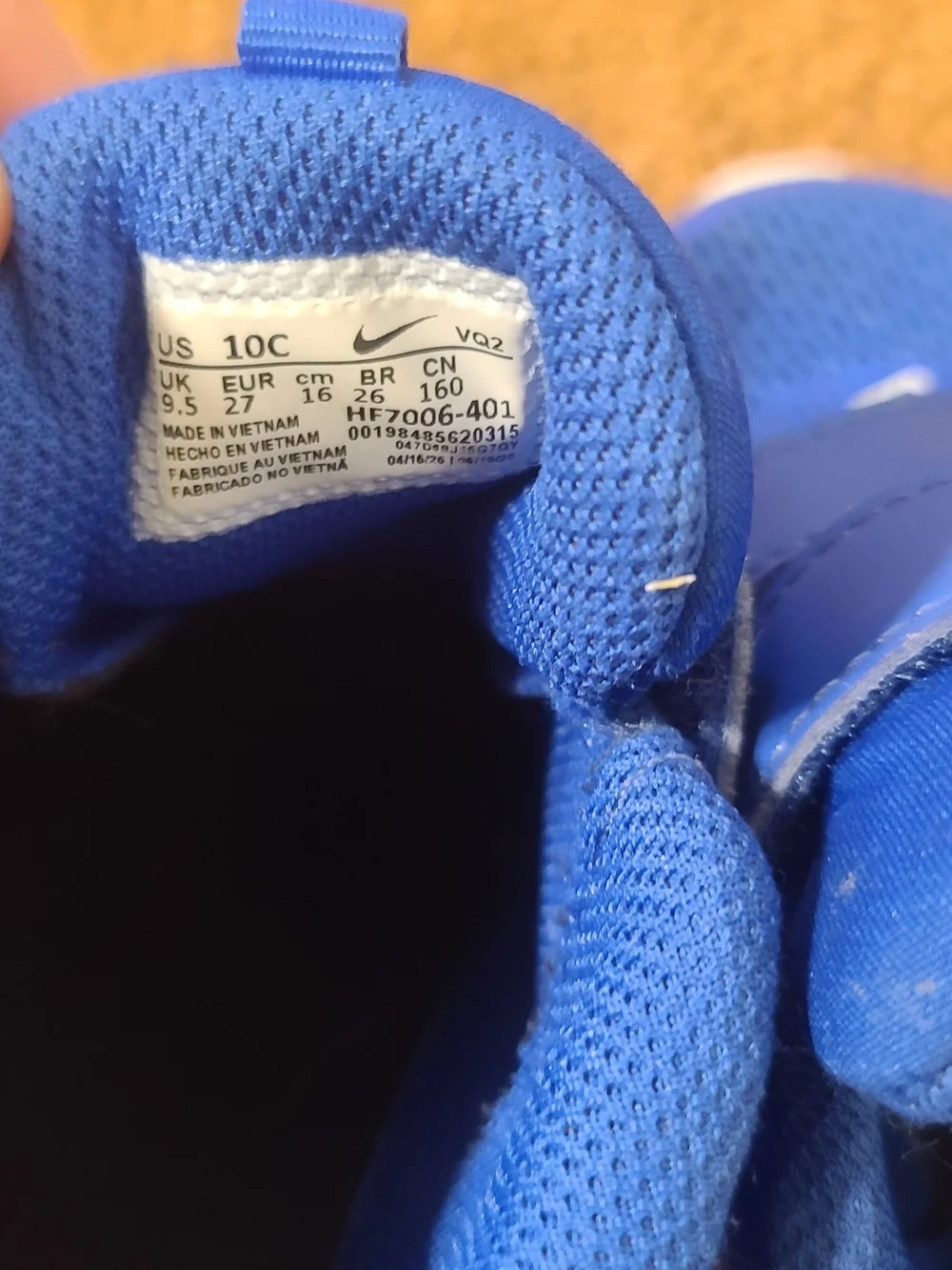 Nike Toddler Royal Blue Velcro Sneakers with Black Swoosh